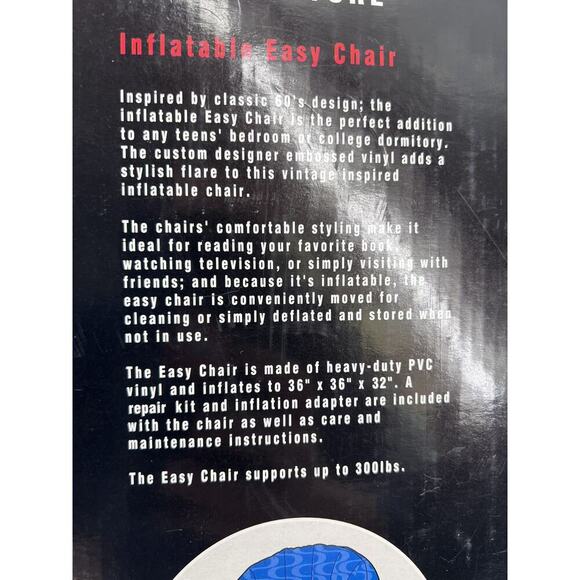 Vtg 90s Y2K Inflatable Chair Ottoman Pillow Adult Teen Blue Wave Groovy Retro - Picture 6 of 11